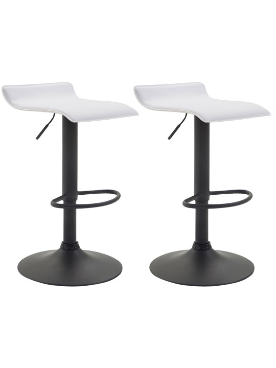 Juego de 2 taburetes de bar Dyn V2 de cuero artificial, blanco