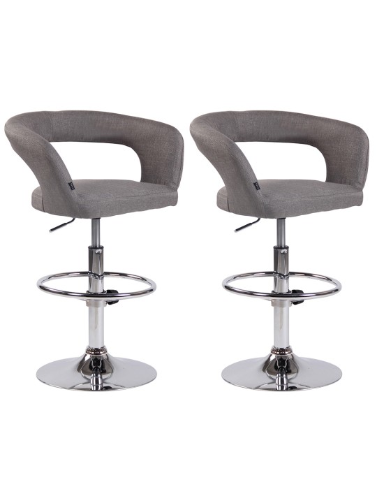 Juego de 2 taburetes de bar tela Jaén, gris