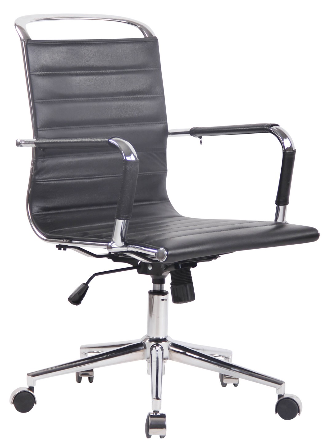 Silla de oficina Barton cuero genuino, negro