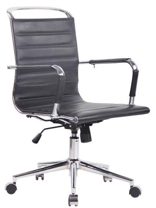 Silla de oficina Barton cuero genuino, negro
