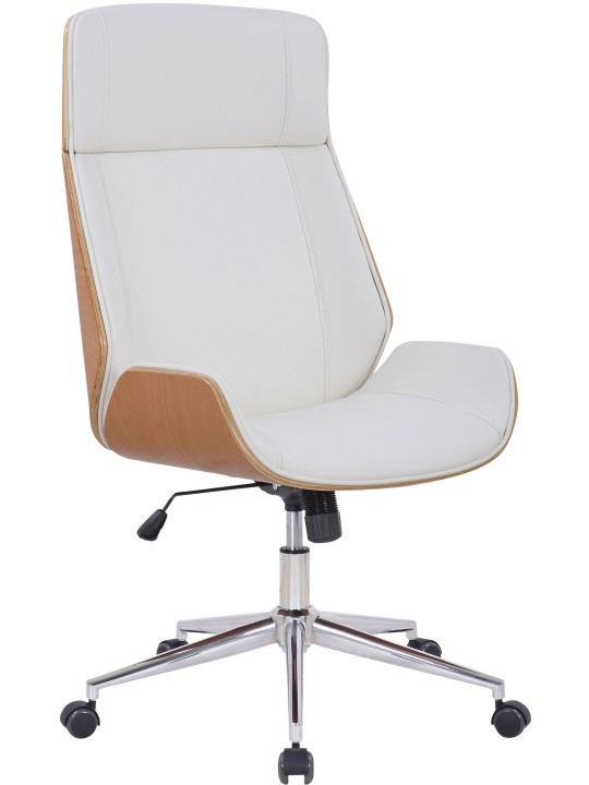 Silla de oficina Varel piel sintética, natural/blanco