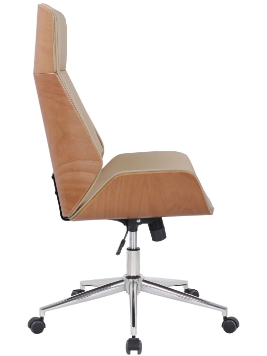 Silla de oficina Varel piel sintética, natural/crema