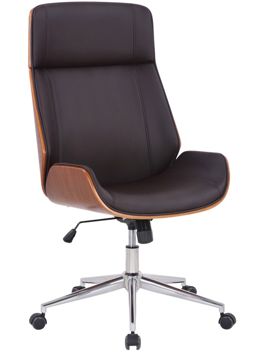 Silla de oficina Varel piel sintética, nogal/marrón