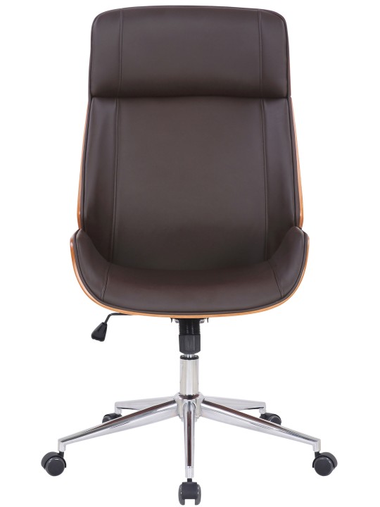 Silla de oficina Varel piel sintética, nogal/marrón