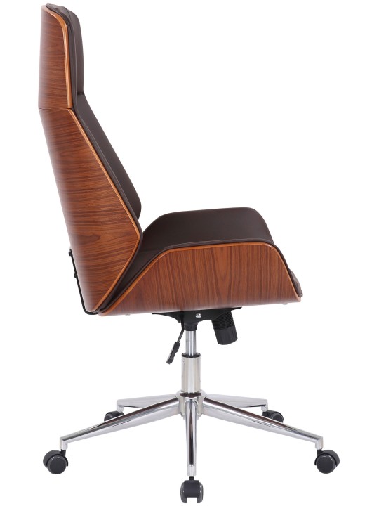 Silla de oficina Varel piel sintética, nogal/marrón