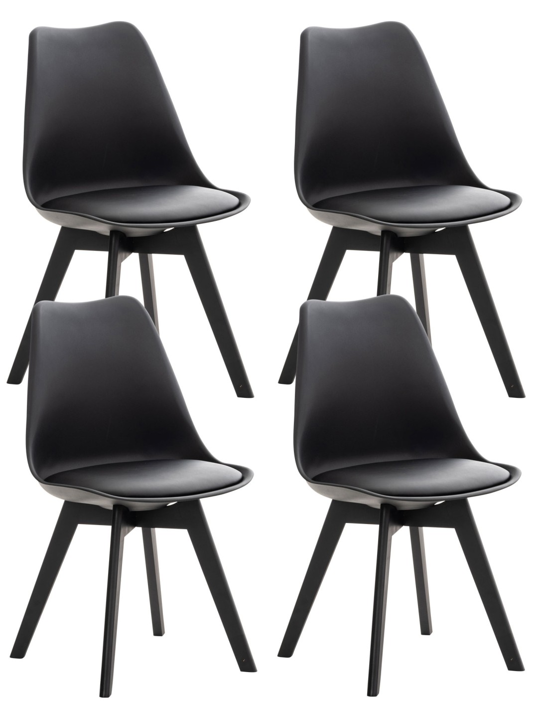 Conjunto de 4 sillas Linares plástico, negro/negro