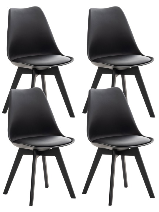 Conjunto de 4 sillas Linares plástico, negro/negro