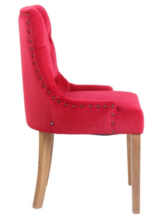 Juego de 4 sillas de comedor Aberdeen terciopelo antiguo-claro, rojo