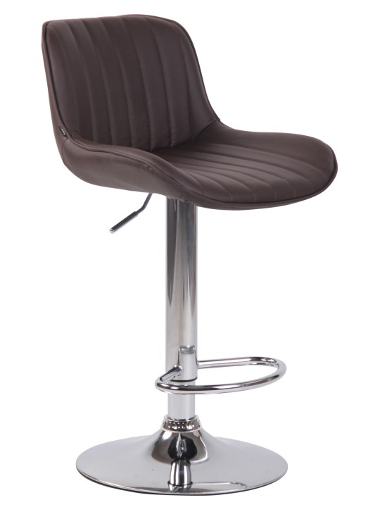 Taburete de bar Lentini piel sintética cromado, marrón