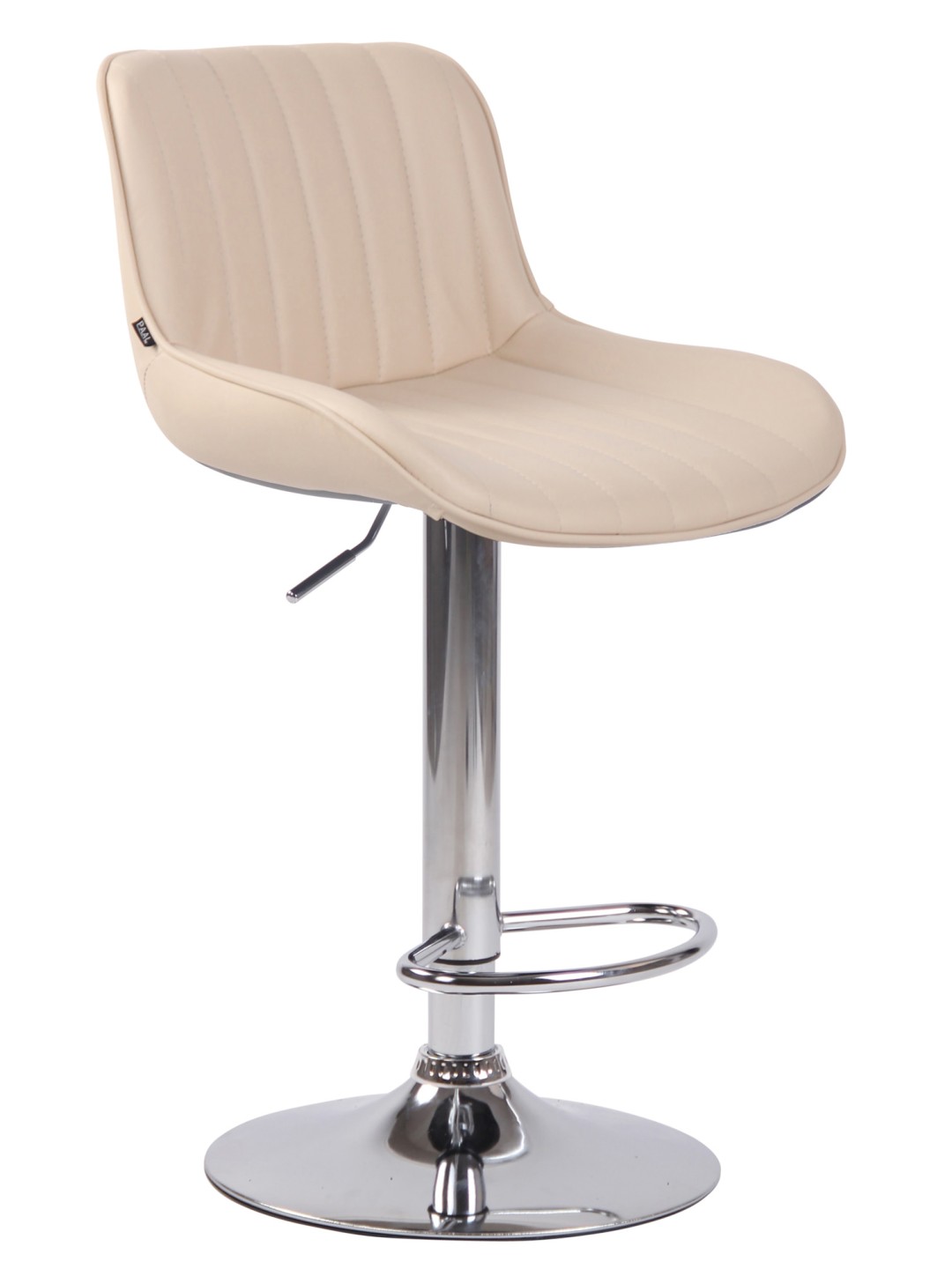 Taburete de bar Lentini piel sintética cromado, crema