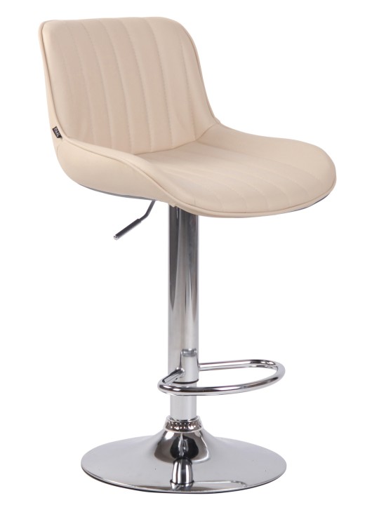 Taburete de bar Lentini piel sintética cromado, crema