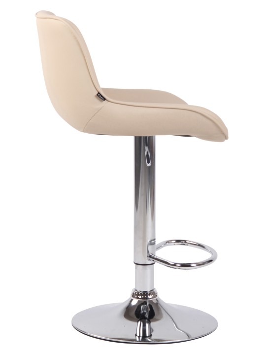 Taburete de bar Lentini piel sintética cromado, crema