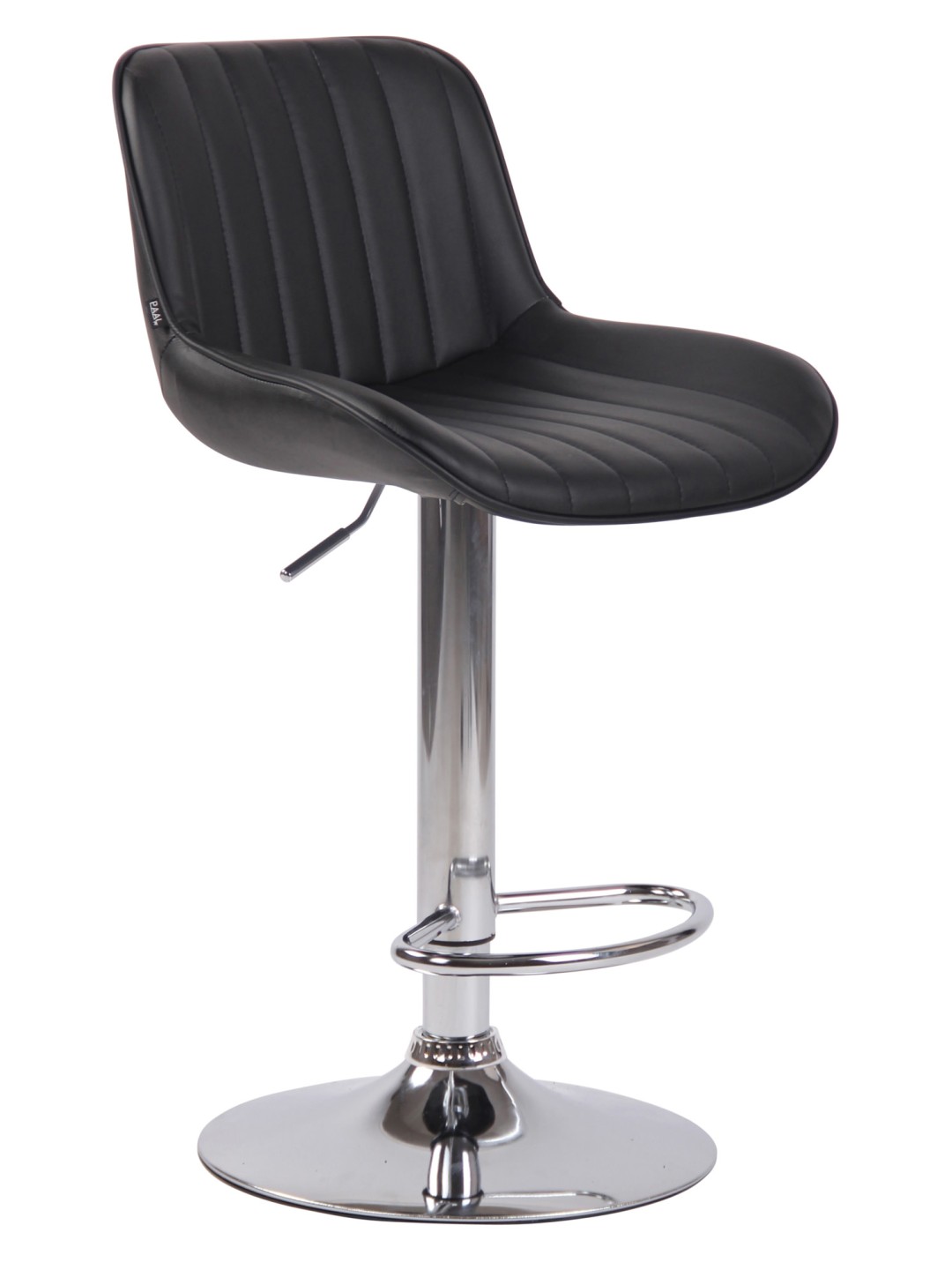 Taburete de bar Lentini piel sintética cromado, negro