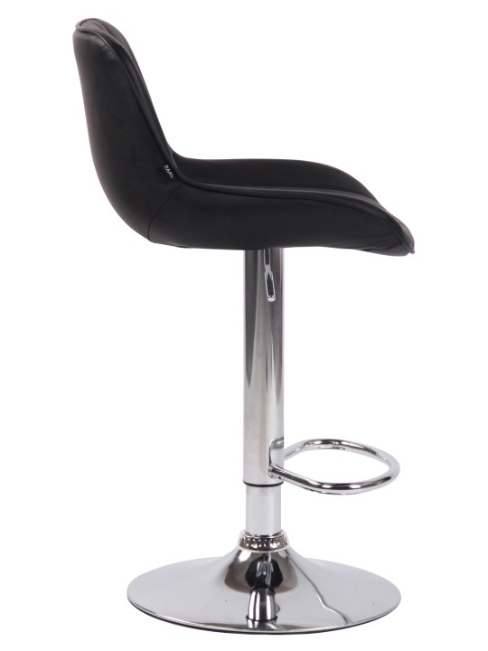 Taburete de bar Lentini piel sintética cromado, negro