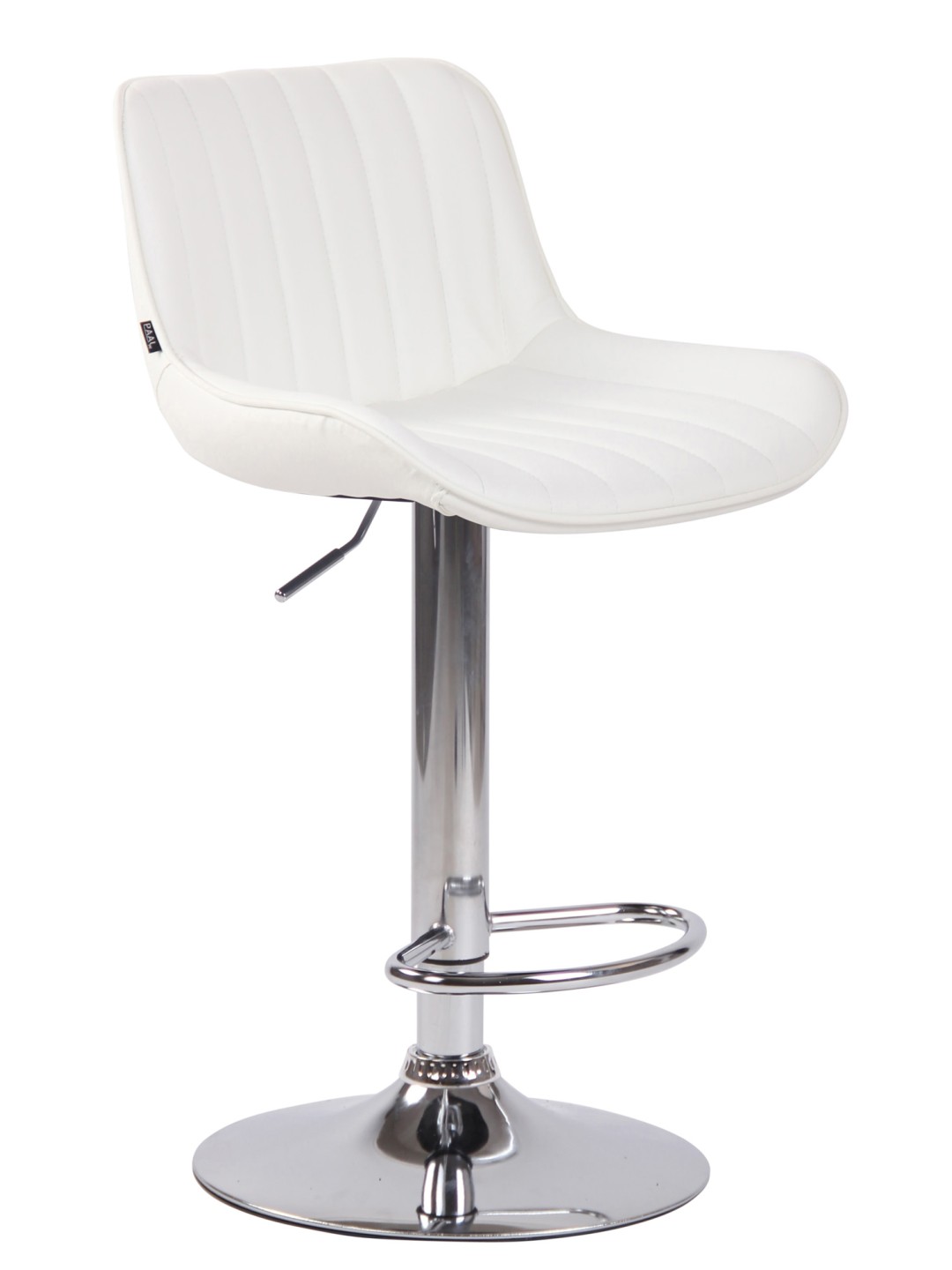 Taburete de bar Lentini piel sintética cromado, blanco