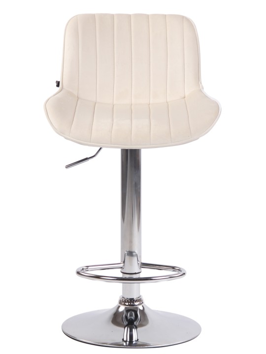 Taburete de bar Lentini terciopelo cromado, crema