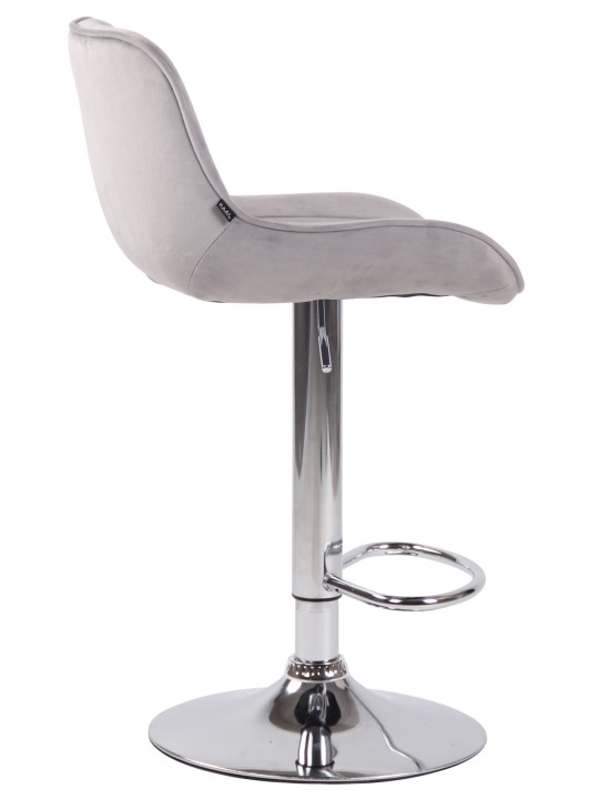 Taburete de bar Lentini terciopelo cromado, gris