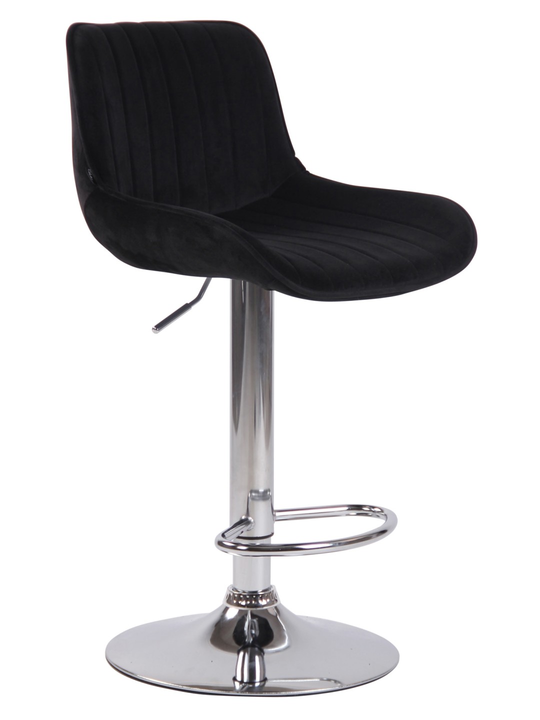 Taburete de bar Lentini terciopelo cromado, negro