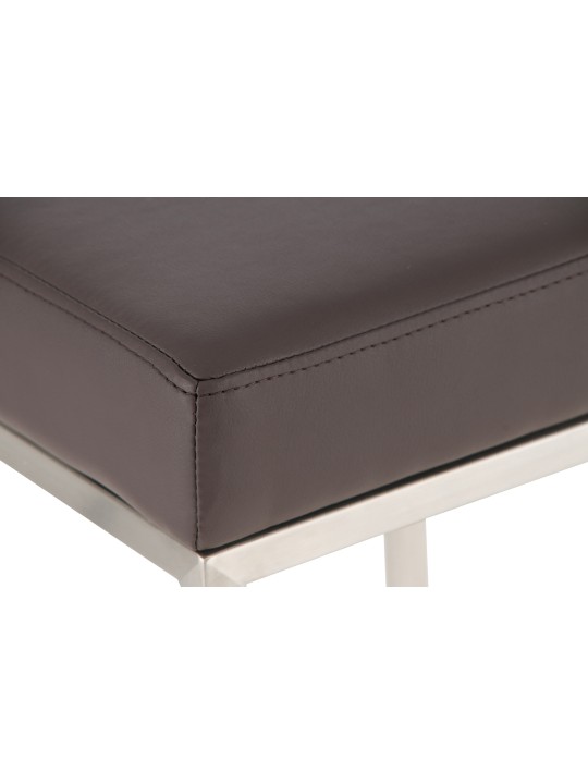 Juego de 2 taburetes de bar Montreal 85 piel sintética acero inoxidable, marrón Juego de 2 taburetes de bar Montreal 85 piel sintética acero inoxidable, marrón