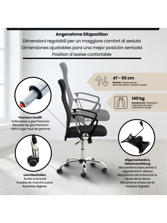 Silla de oficina Washington, negro