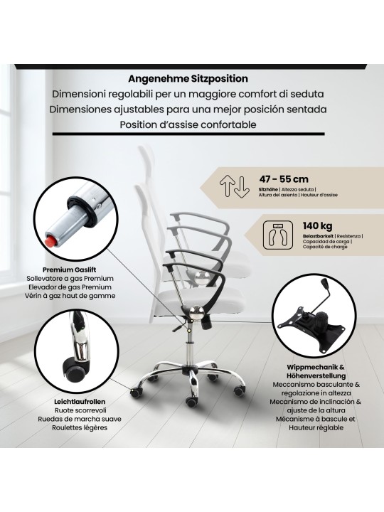 Silla de oficina Washington, blanco