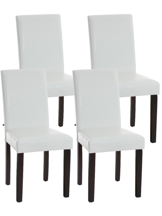 Juego de 4 sillas de comedor Ina marrón oscuro, blanco