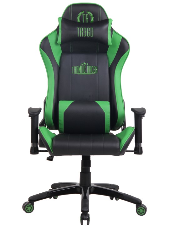 Silla de oficina Racing Shift X2 de cuero artificial sin reposapiés, negro/verde