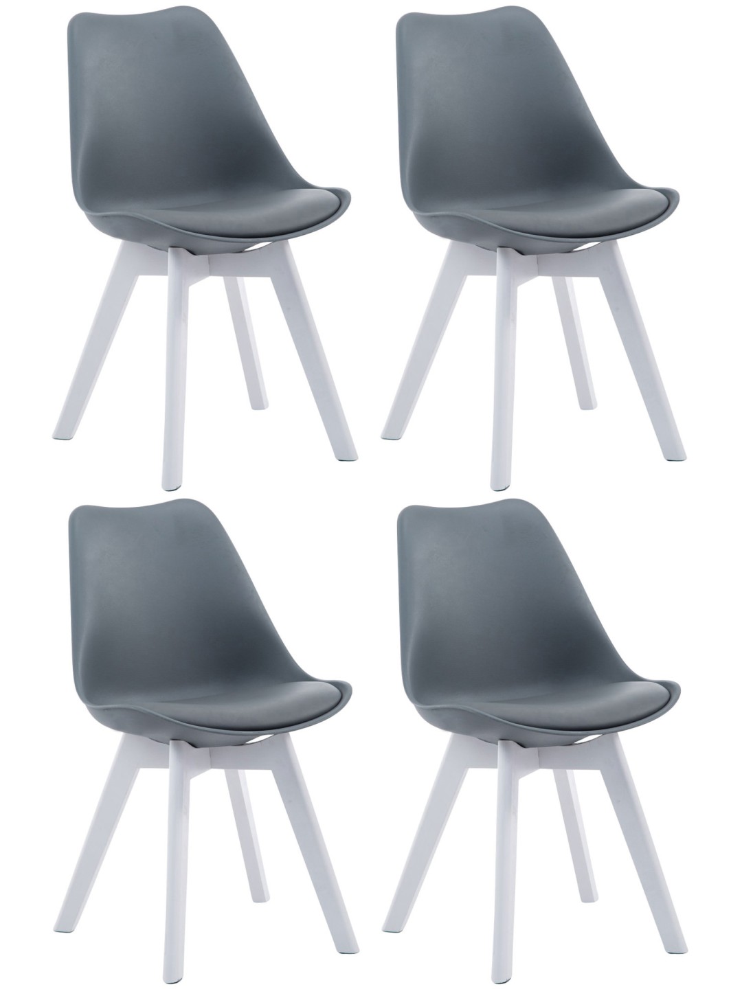 Juego de 4 sillas para visitas Borneo V2 de cuero artificial, gris