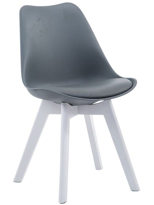 Juego de 4 sillas para visitas Borneo V2 de cuero artificial, gris