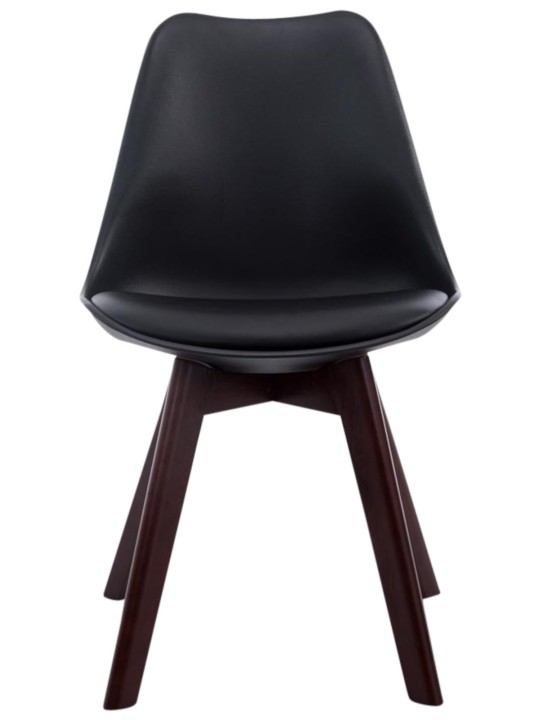 Juego de 4 sillas de visita Borneo V2 nogal ecopiel, negro