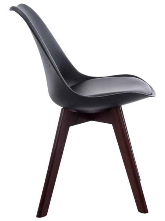 Juego de 4 sillas de visita Borneo V2 nogal ecopiel, negro