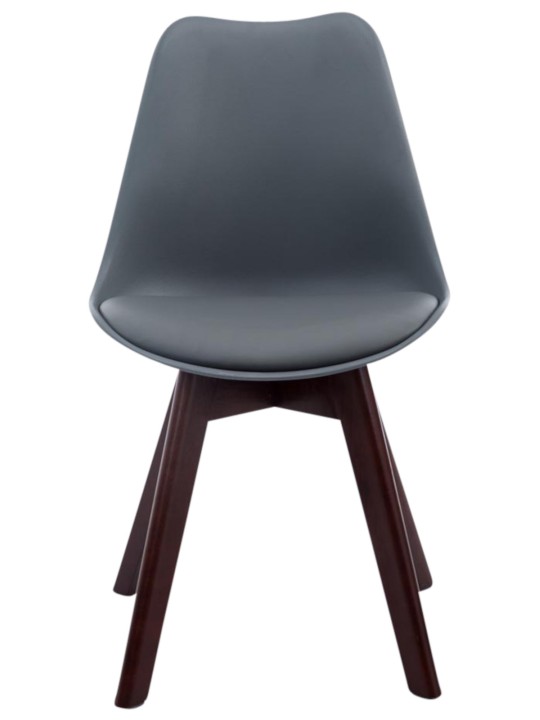 Juego de 4 sillas de visita Borneo V2 nogal ecopiel, gris