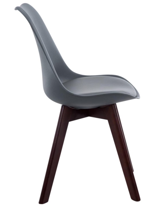 Juego de 4 sillas de visita Borneo V2 nogal ecopiel, gris