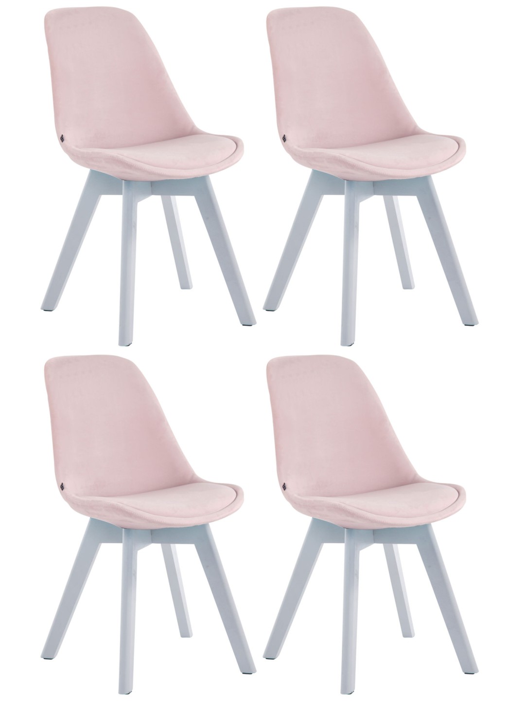 Juego de 4 sillas de visita Borneo V2 terciopelo, rosa