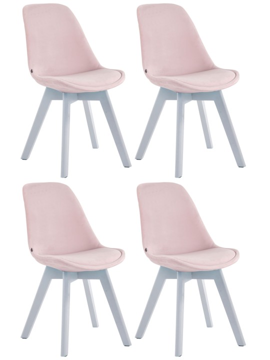 Juego de 4 sillas de visita Borneo V2 terciopelo, rosa Juego de 4 sillas de visita Borneo V2 terciopelo, rosa