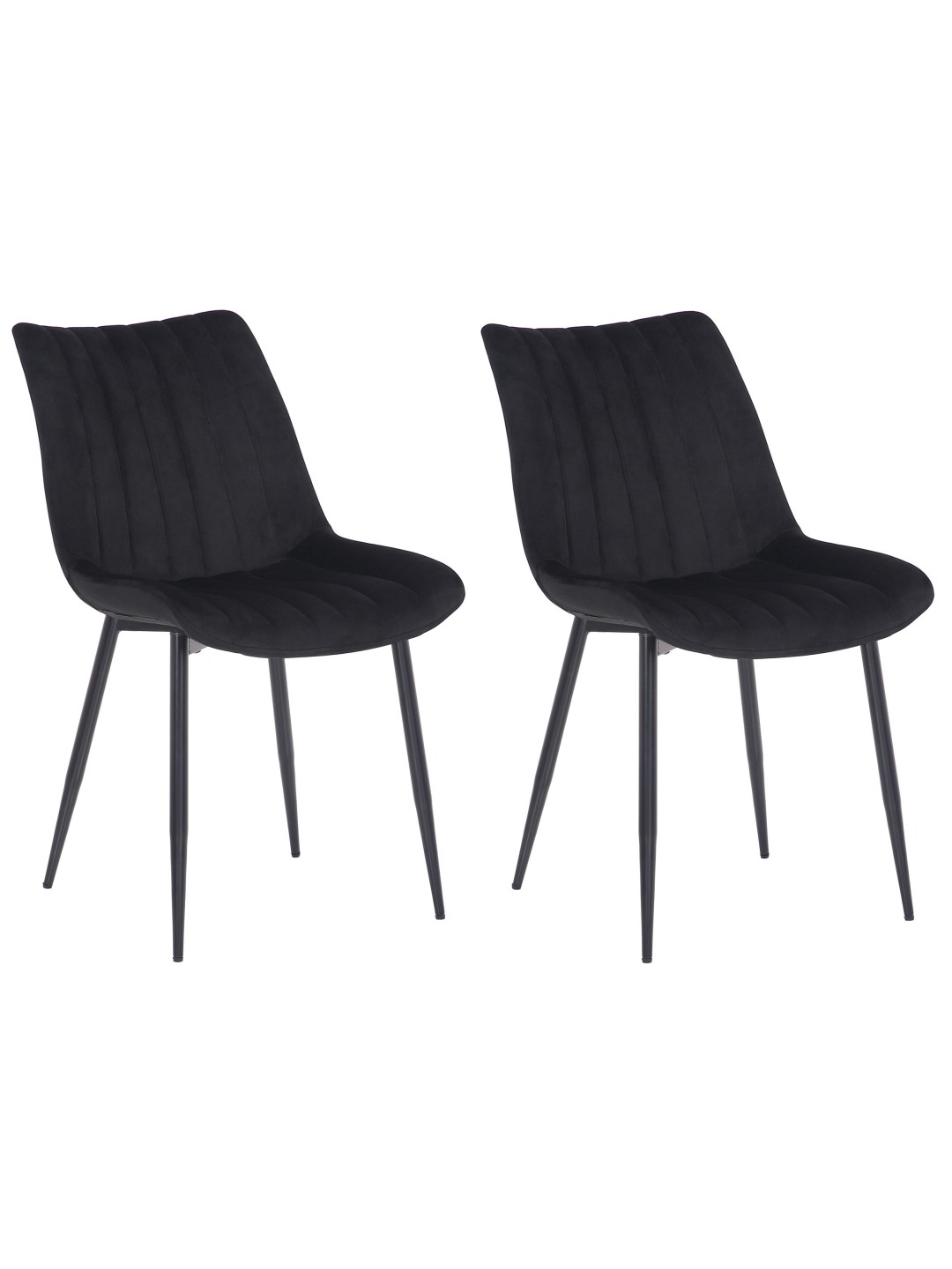 Juego de 2 sillas Rahden terciopelo, negro