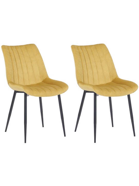 Juego de 2 sillas Rahden terciopelo, amarillo Juego de 2 sillas Rahden terciopelo, amarillo