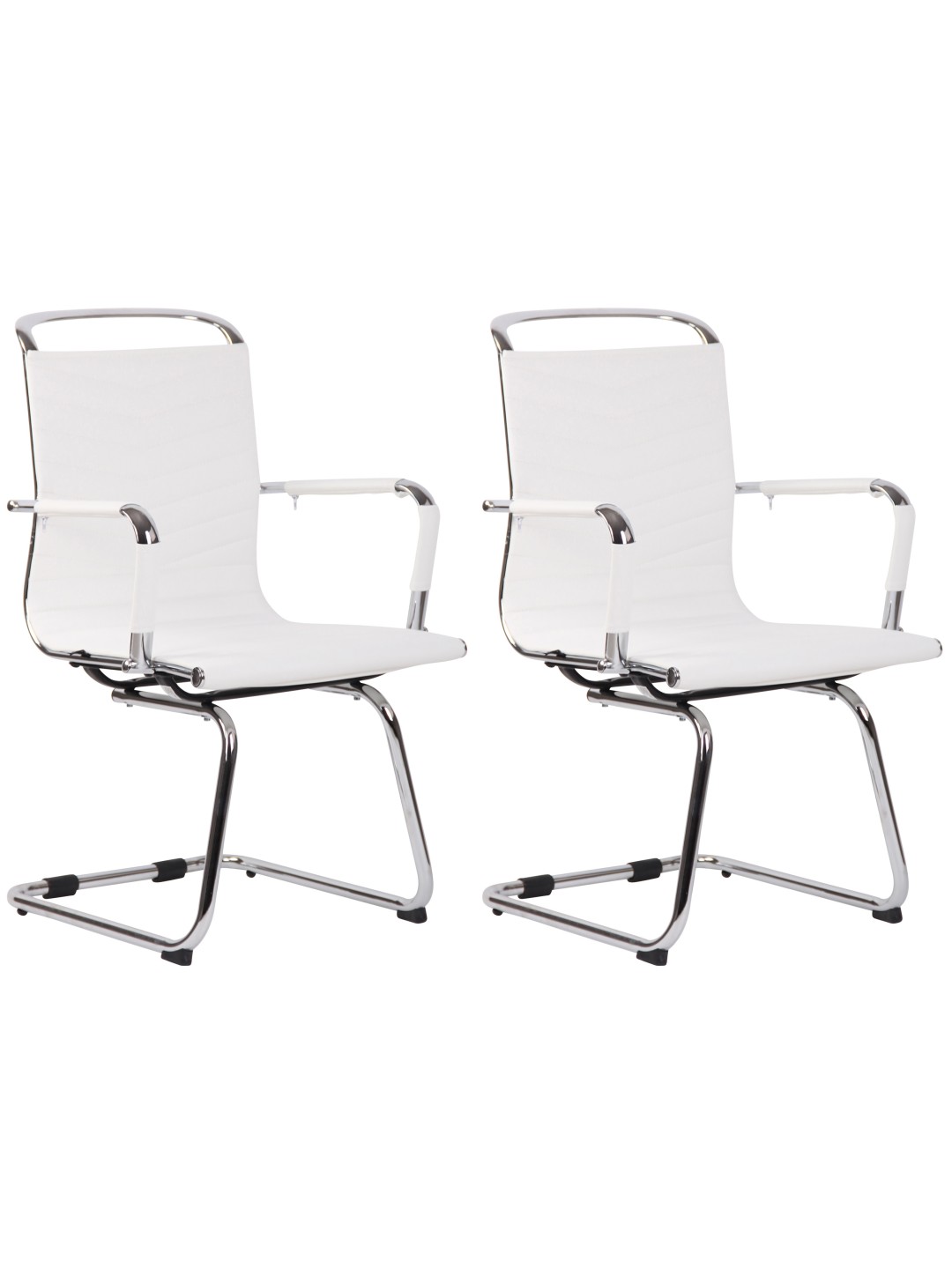 Juego de 2 sillas Burnley de piel sintética, blanco