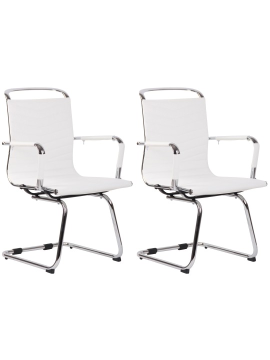 Juego de 2 sillas Burnley de piel sintética, blanco