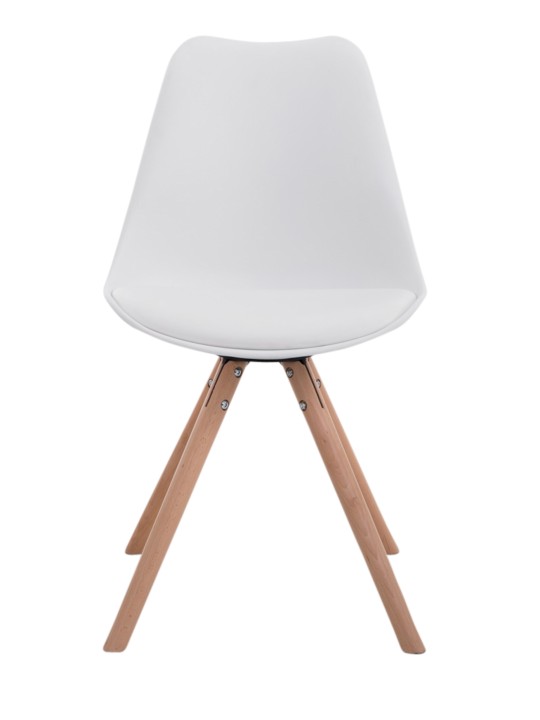 Conjunto de 4 sillas Toulouse redondas de piel sintética natural, blanco Conjunto de 4 sillas Toulouse redondas de piel sintética natural, blanco