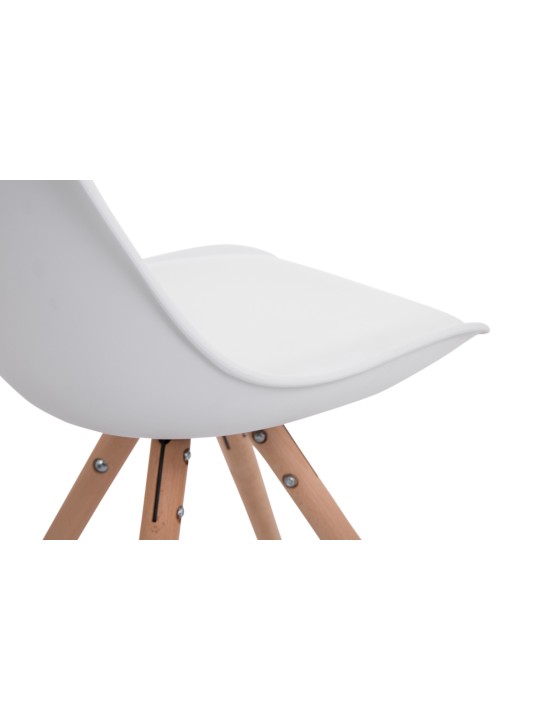 Conjunto de 4 sillas Toulouse redondas de piel sintética natural, blanco Conjunto de 4 sillas Toulouse redondas de piel sintética natural, blanco