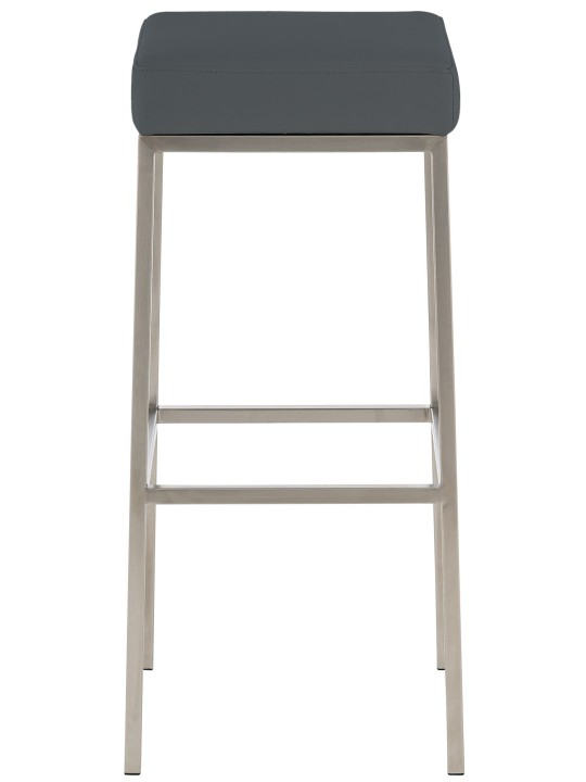 Juego de 2 taburetes de bar Montreal 80 piel sintética acero inoxidable, gris