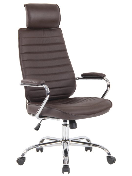 Silla de oficina Rako cuero genuino, marrón