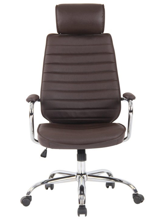 Silla de oficina Rako cuero genuino, marrón
