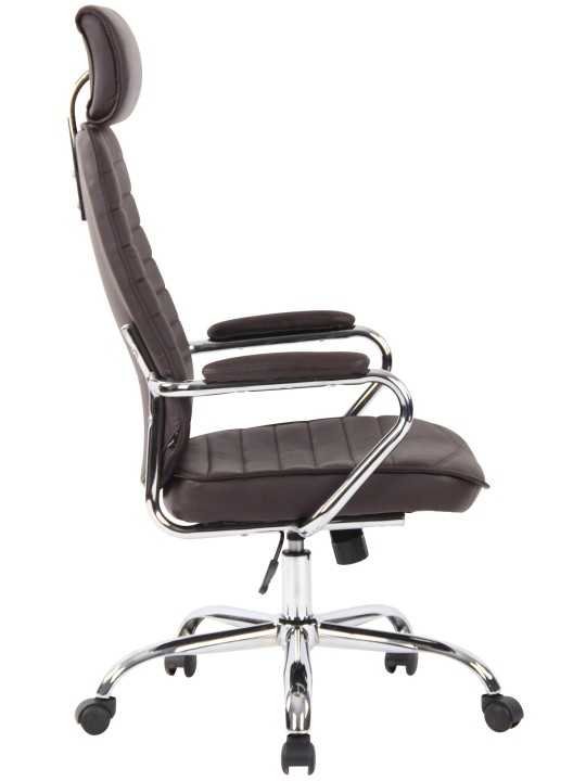 Silla de oficina Rako cuero genuino, marrón