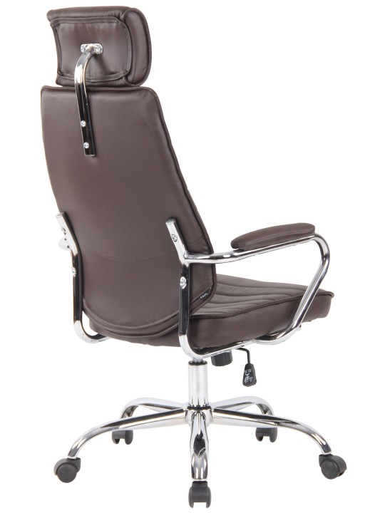 Silla de oficina Rako cuero genuino, marrón