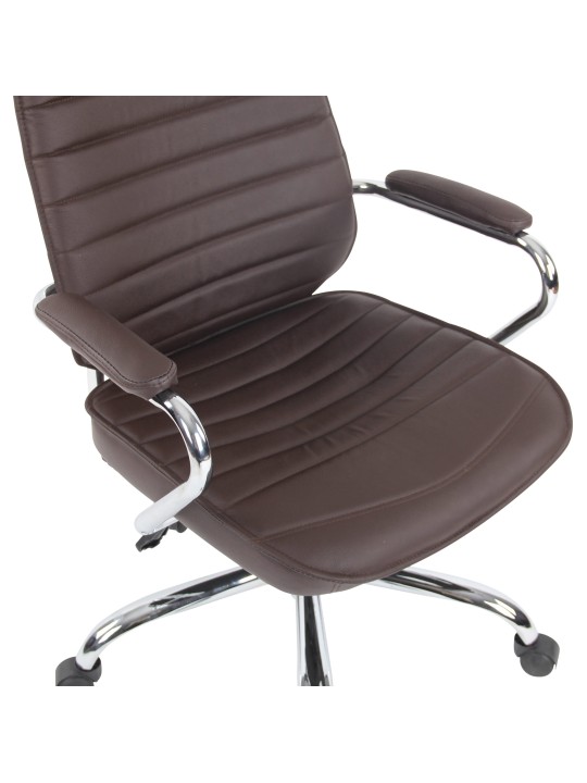 Silla de oficina Rako cuero genuino, marrón