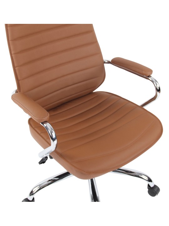 Silla de oficina Rako cuero genuino, marrón claro