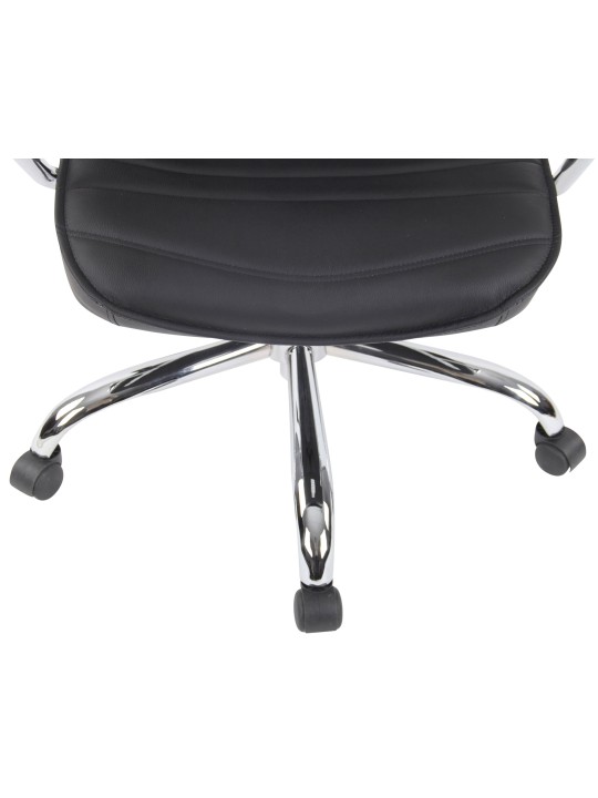Silla de oficina Rako cuero genuino, negro