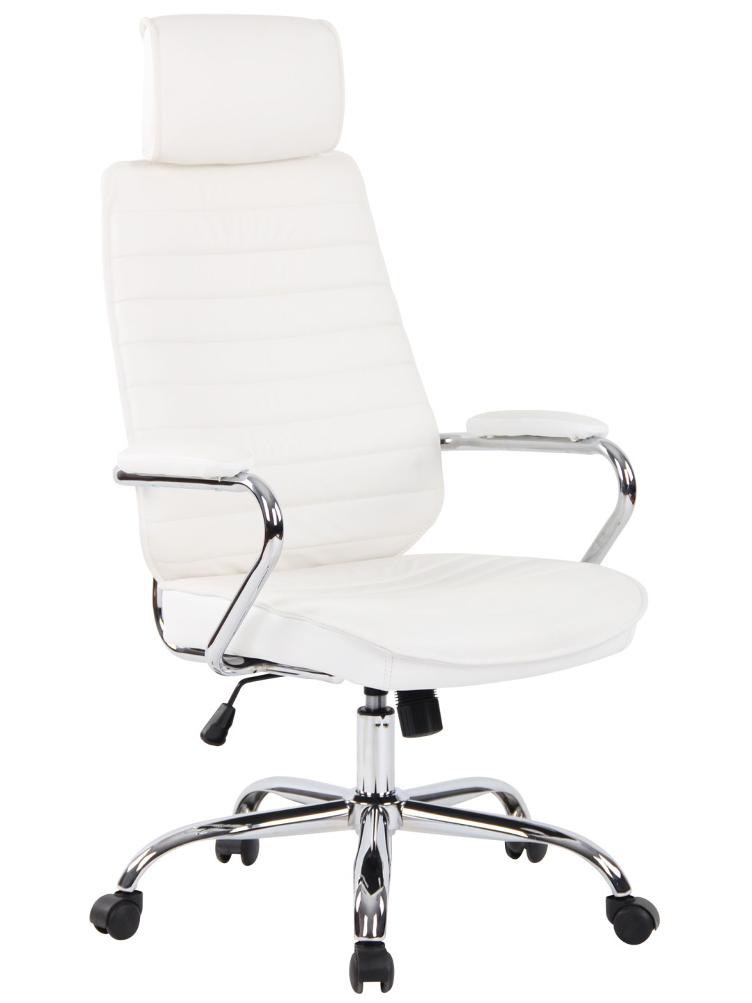 Silla de oficina Rako cuero genuino, blanco
